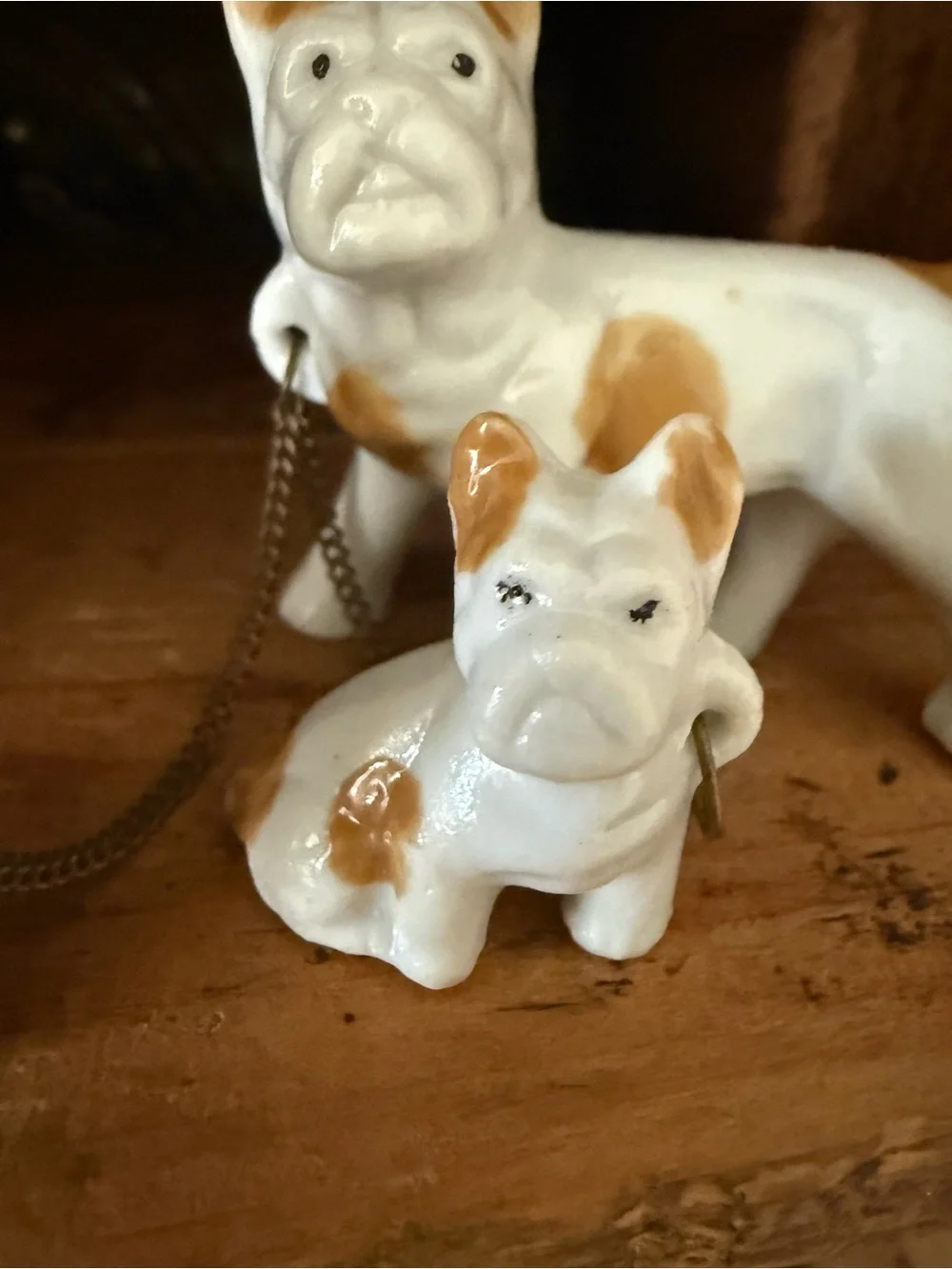Vintage Ceramic French Bulldog Figurine Trio - White and Tan